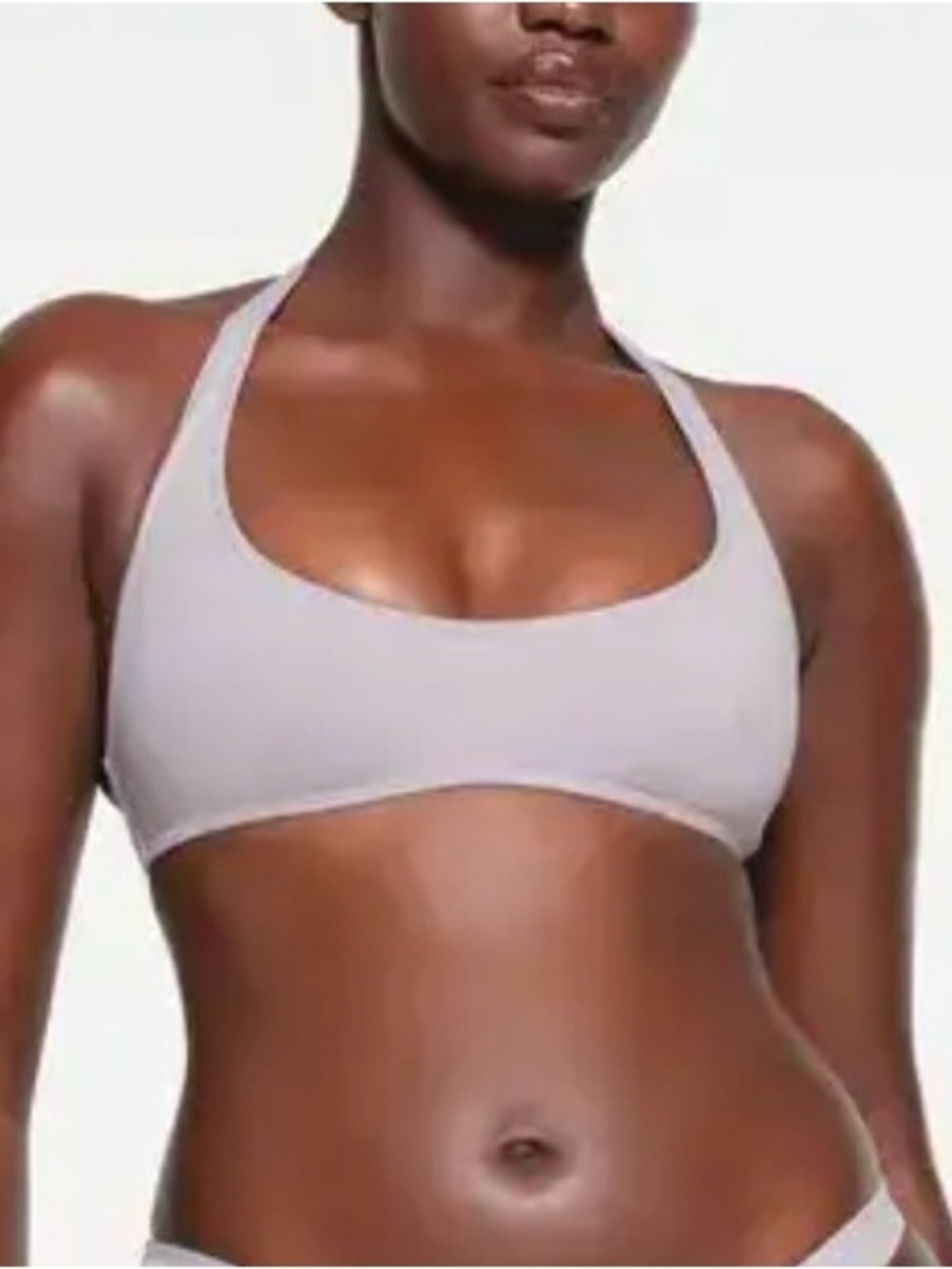 Skims NWT Halter Scoop Bikini Top in Light Chrome Grey Size XL